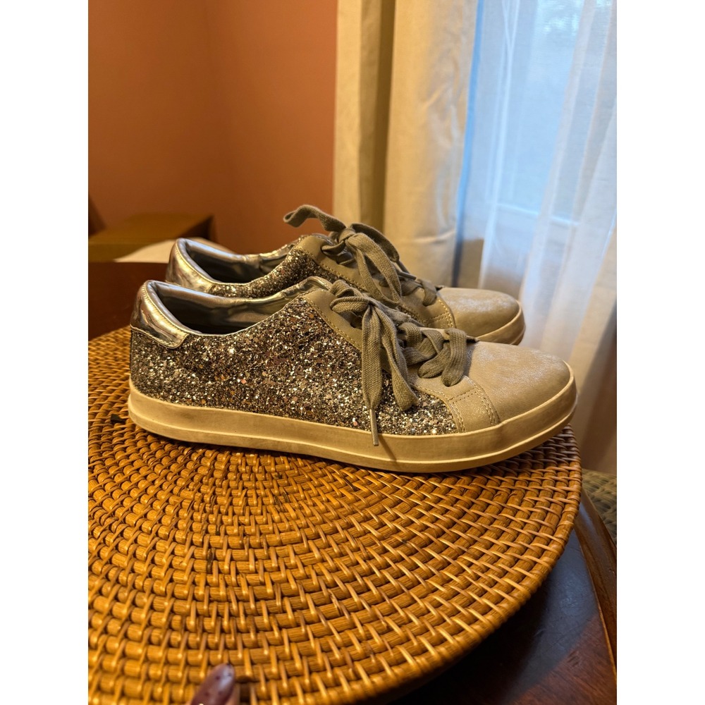 Mossimo Supply Co Womens Silver Glitter Metallic Low Top Sneakers Size 9.5
